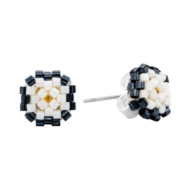 Aretes Diamantes 1 Redondo Negro Cortos Perla